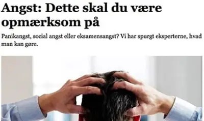 Jyllands-Posten artikel om angst; mand holder hovedet i fortvivlelse