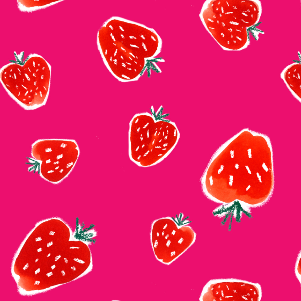 motif illustration fraise gourmande