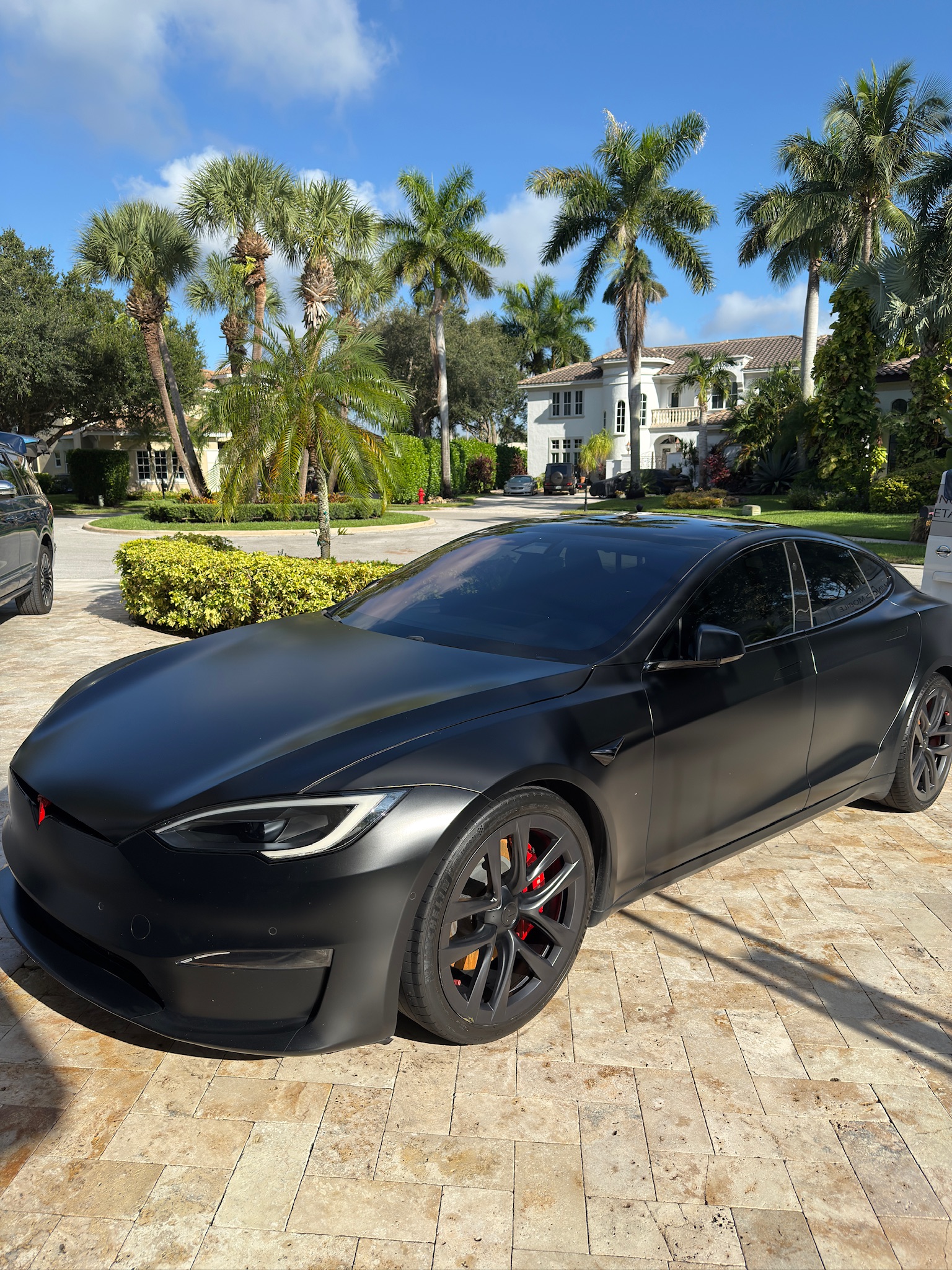 Matte black Tesla Model S detailed by Elite Mobile Detailing