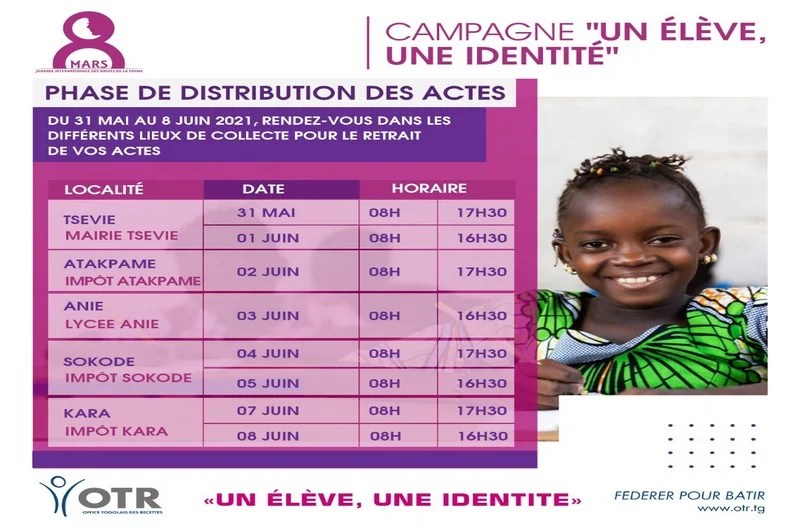 Campagne « un élève, une identité » : voici le calendrier de distribution des actes