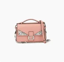 Pink handbag with snake print accents
