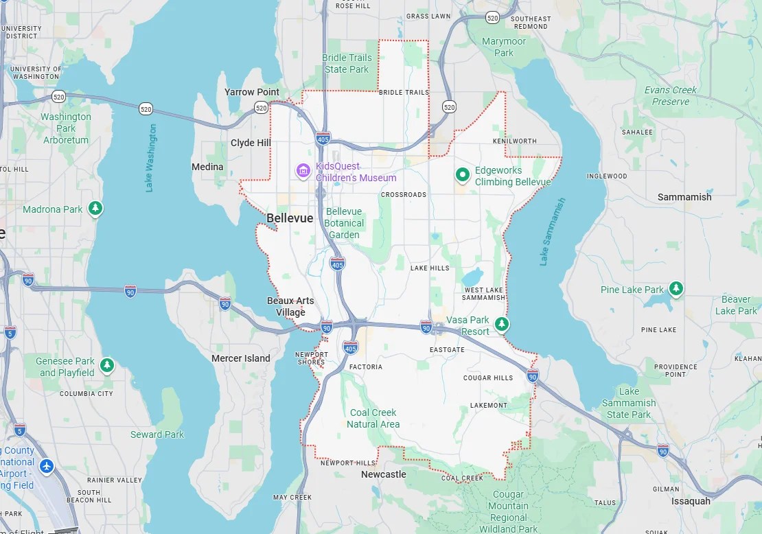 Bellevue Home Remodeling Whole Renovations Map.