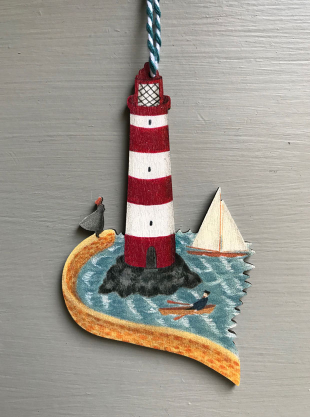Lighthouse - wooden hanging decoration
