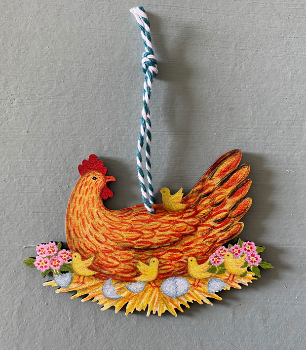 Mother Hen - wooden hanging decoration