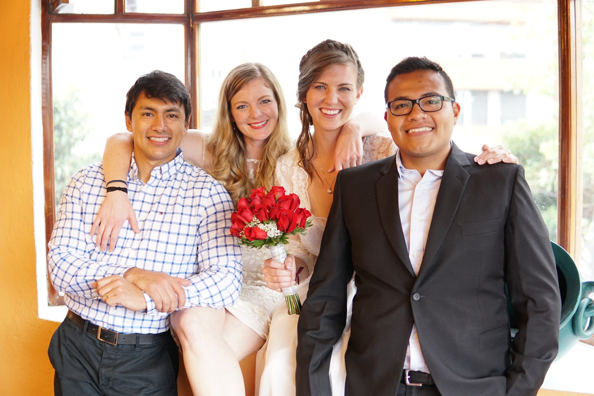 The two Paiva sisters with their Ecua husbands