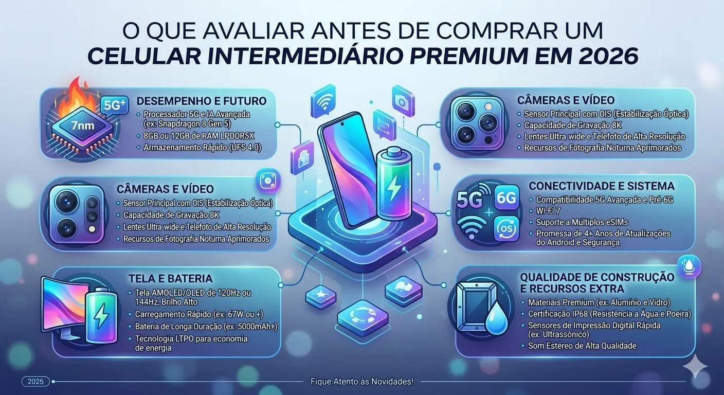 O que avaliar antes de comprar um celular premium em 2026