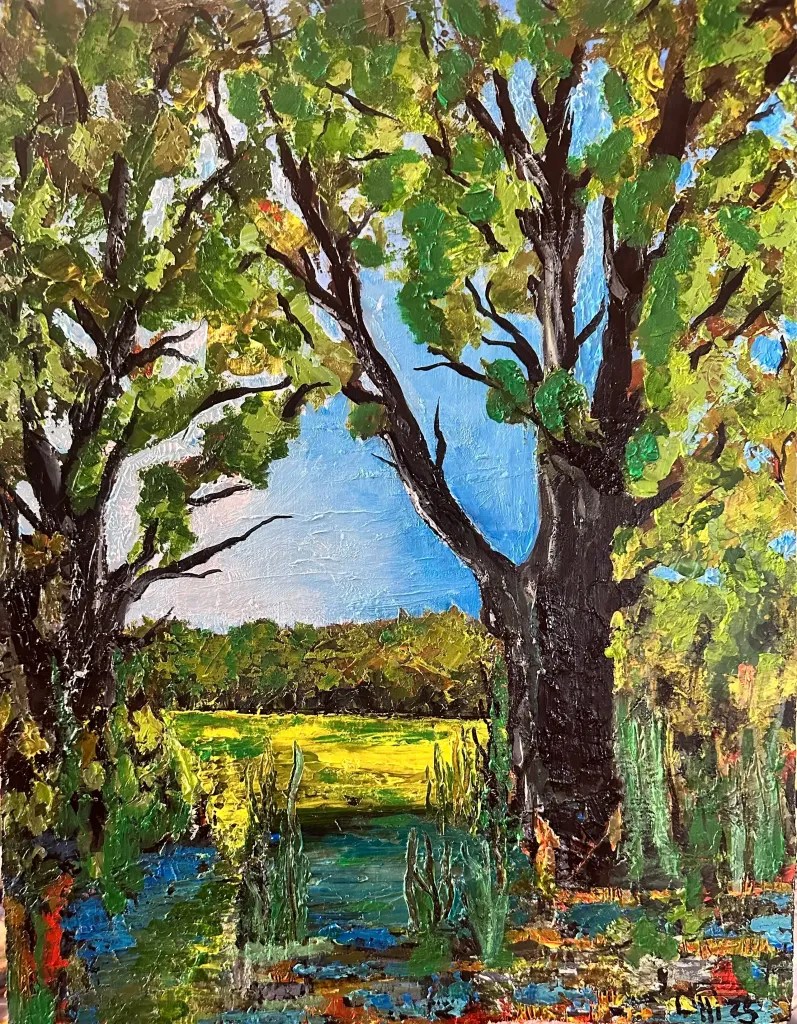 Erin Lilli Pine Bush Landscape Study #1, 2025 Acrylic on 14" × 18" canvas panel A1418CP25LS01
