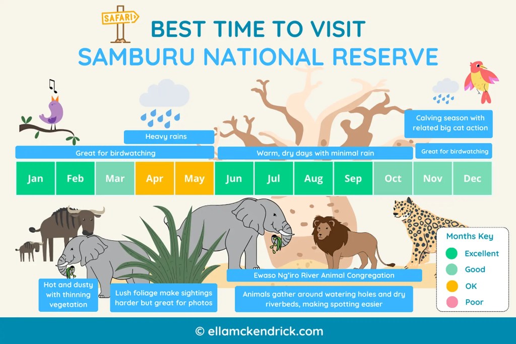 Visual guide showing the best time to visit Samburu, Kenya