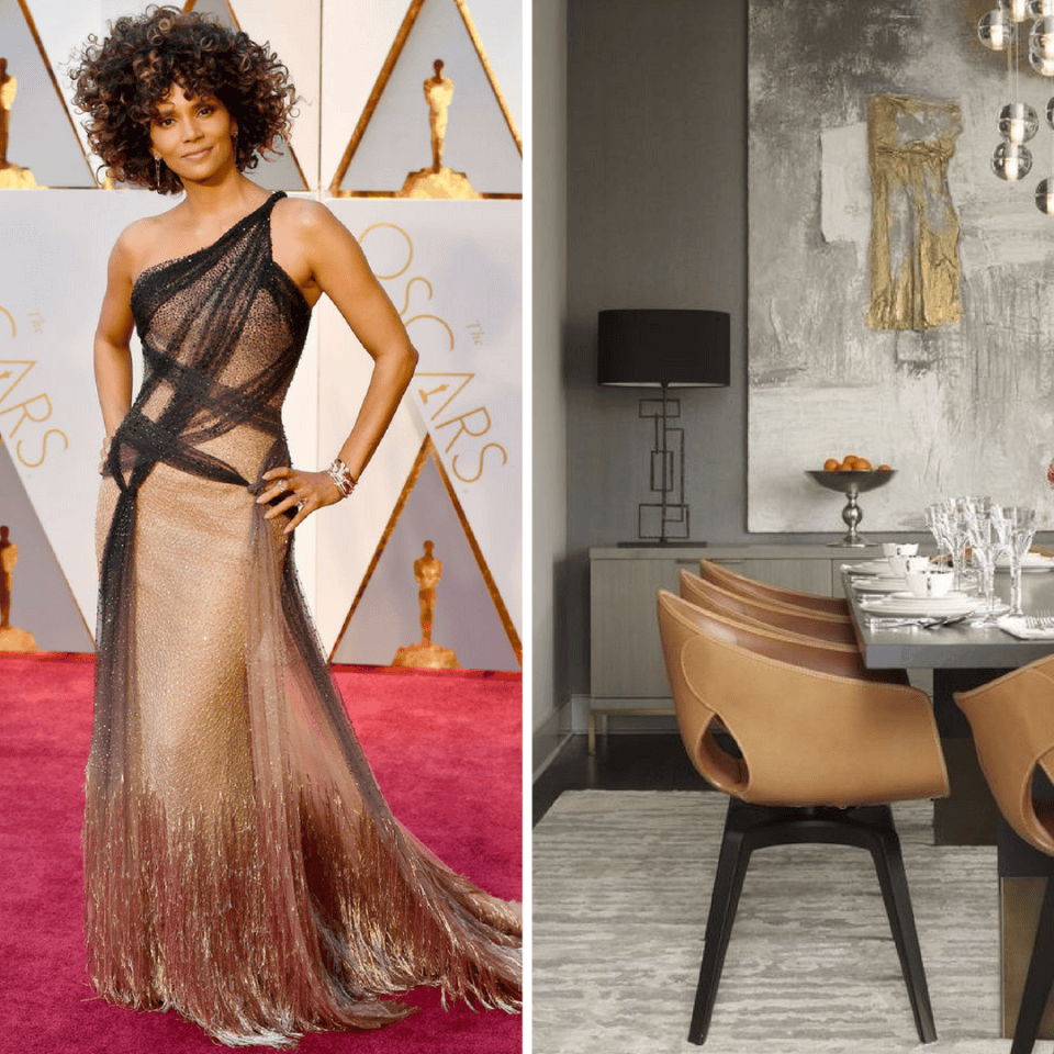 red carpet fashion inspiration to room interpretation by Elle C. Wolfe interiors
