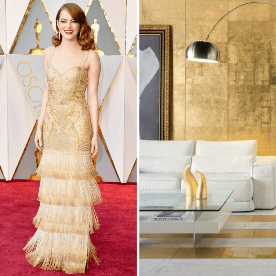 red carpet fashion inspiration to room interpretation by Elle C. Wolfe interiors