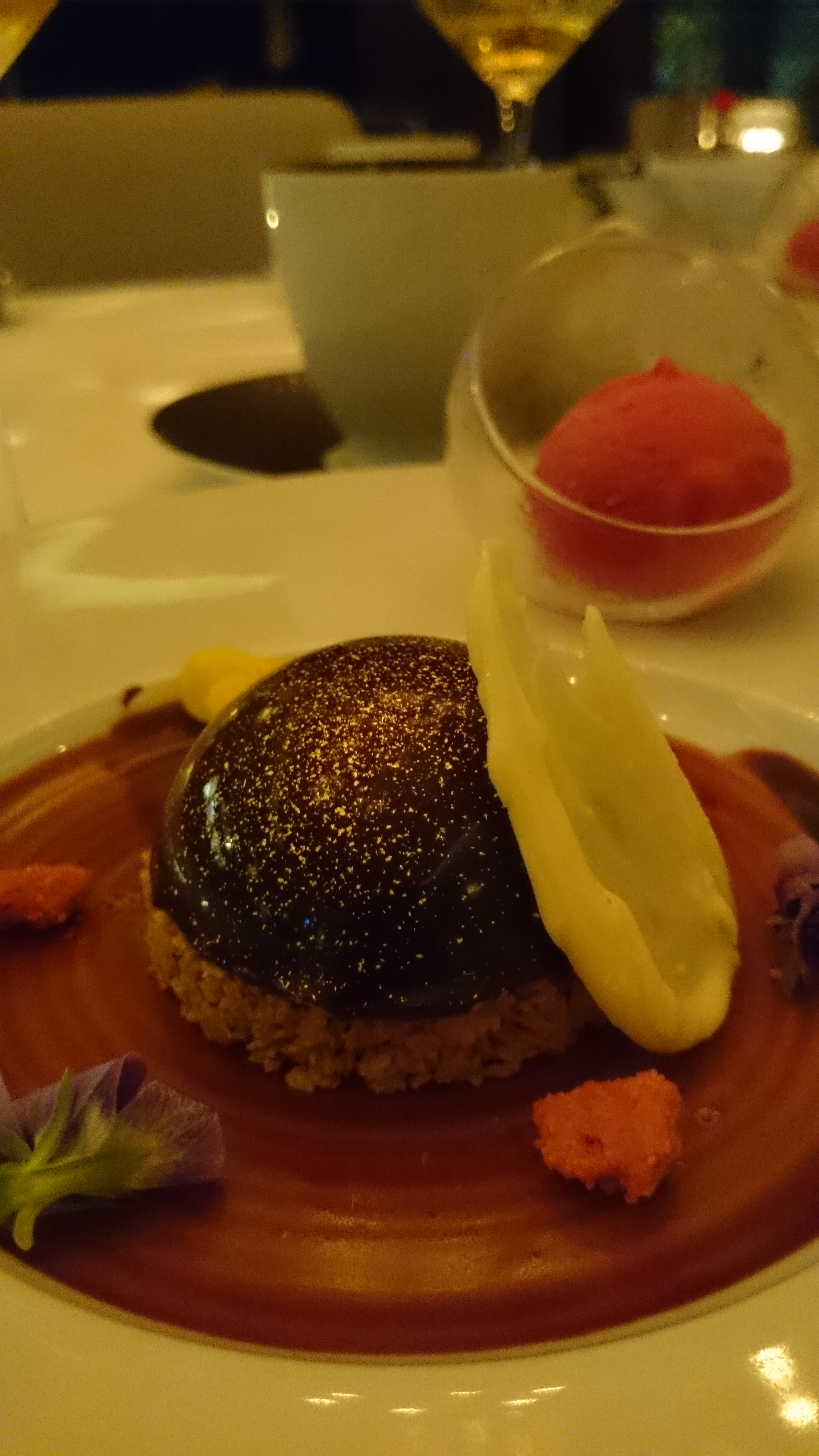 Chocolate Mousse with Rasberry Sorbet