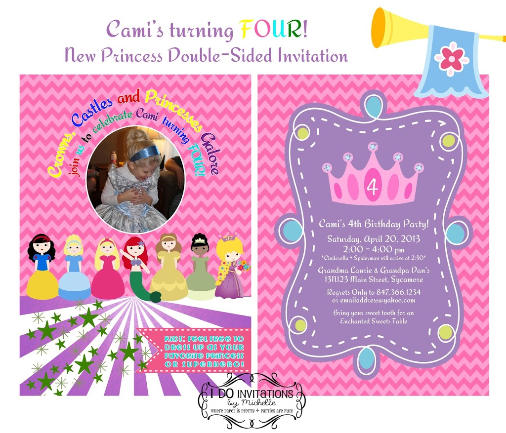 Cami S 4th Birthday Party Invitation Disney Princess Inspired Ellery Designs