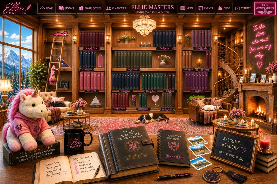Ellie's interactive Bookcase — pull a book off the shelf