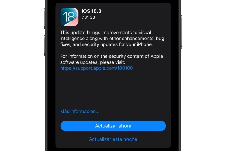 Actualización iOS 18.3
