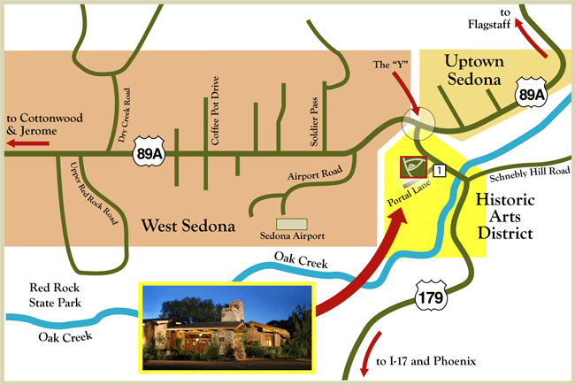 Mapa De Sedona A Phoenix Y Al Bosque Petrificado Sedona Map 