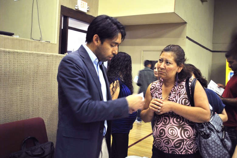 Marco Negrete, consul of community affairs at the Mexican Consulate in San Francisco, spreads the word about the new licenses at an educational forum in Redwood City. Photo Alejandro Galicia