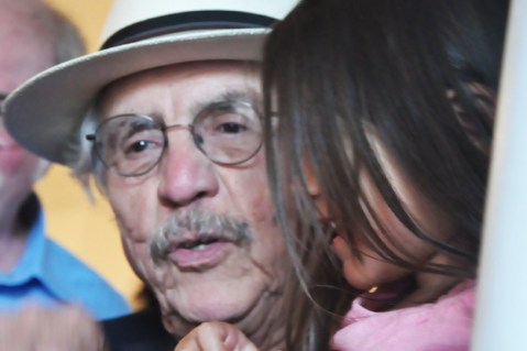 Andres’ Montoya’s father, Malaquías Montoya, at a reading in honor of Andres at Galería de la Raza, April 17. Photo Armando Valdez