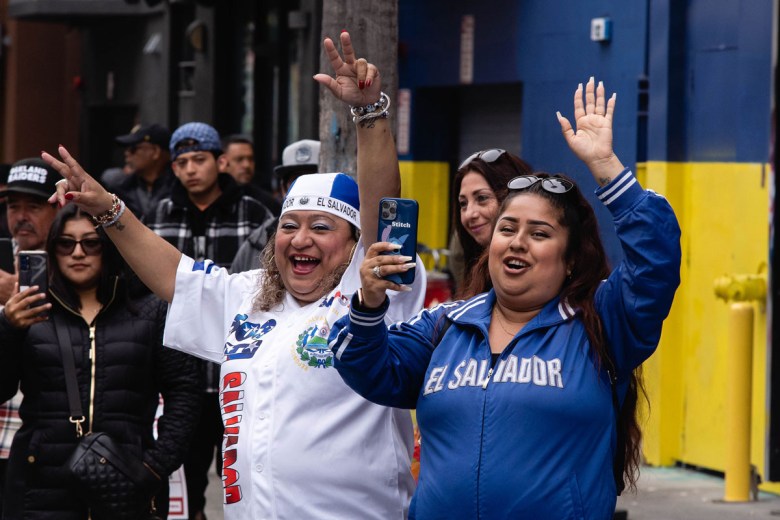 Maribel Moran (left) and Catalina Castillo cheer as Members of Grupo Folklórico Maíz and students of Everett Middle School dance during the 45th Annual Carnaval San Francisco Grand Parade on May 28.