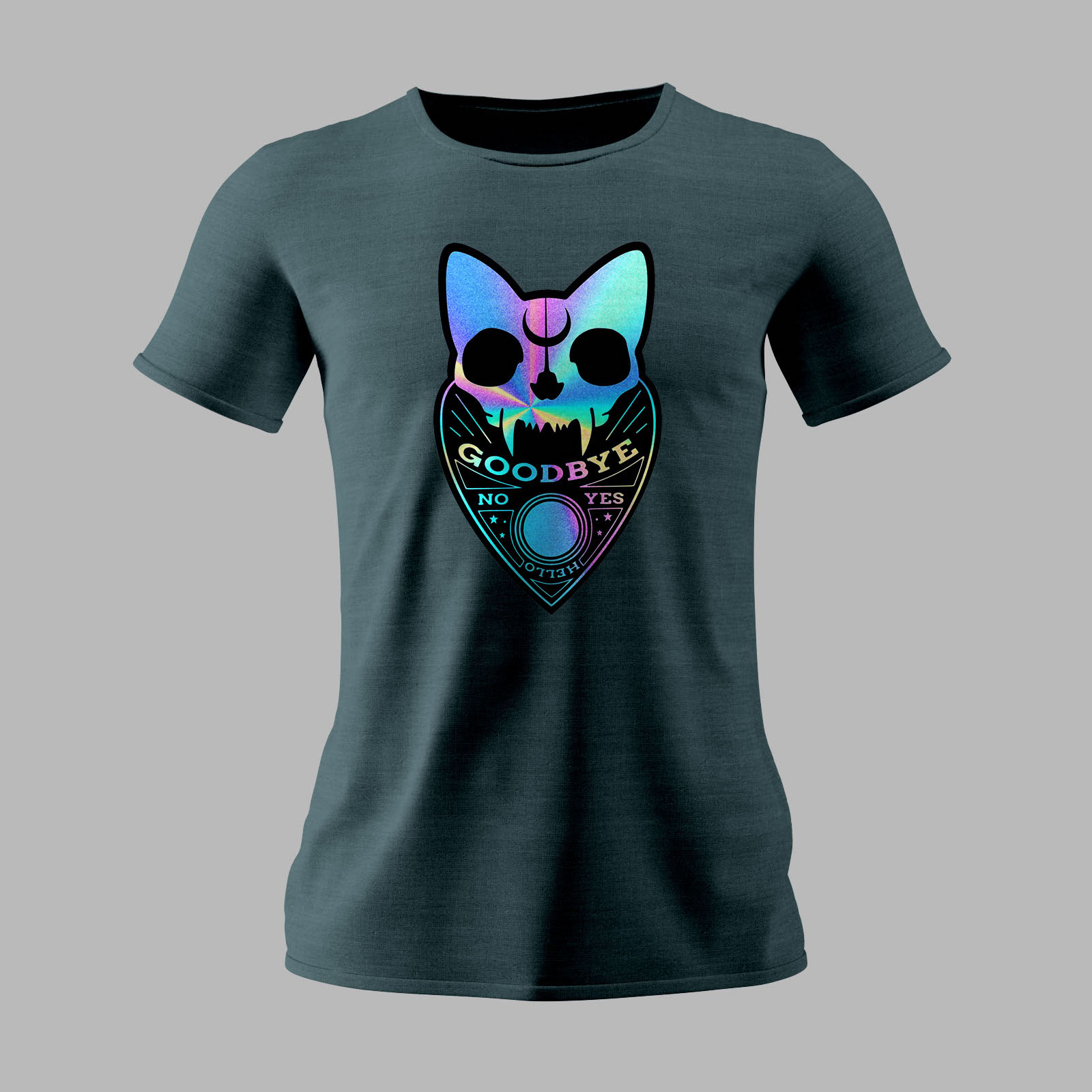 Custom holographic vinyl decals pt1 Mockup skull + bones tee print 2