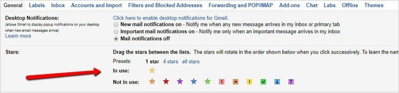 gmail tabs stars labels