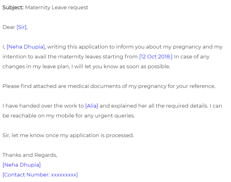 Maternity Leave Application Samples For Employees And Teachers