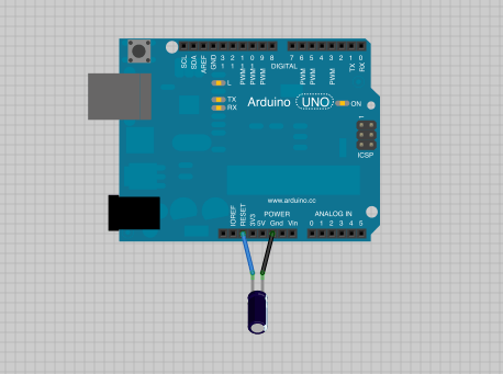 Sistema Web com Raspberry Pi: Arduino schematic + capacitor