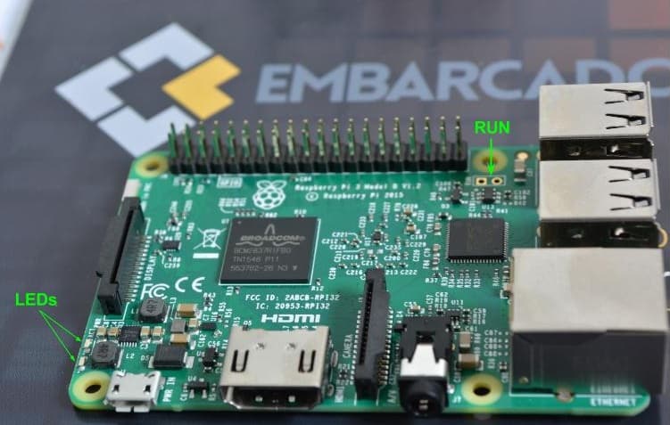 Mudança de posição dos LEDs e Header RUN no hardware da Raspberry Pi 3