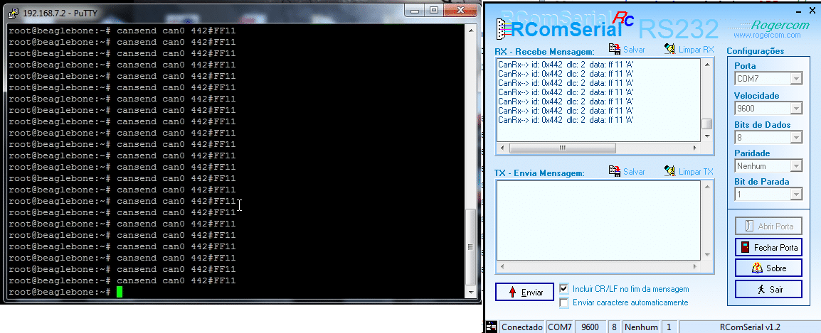 Envio Beaglebone e recebimento pelo Mbed CAN com BeagleBone