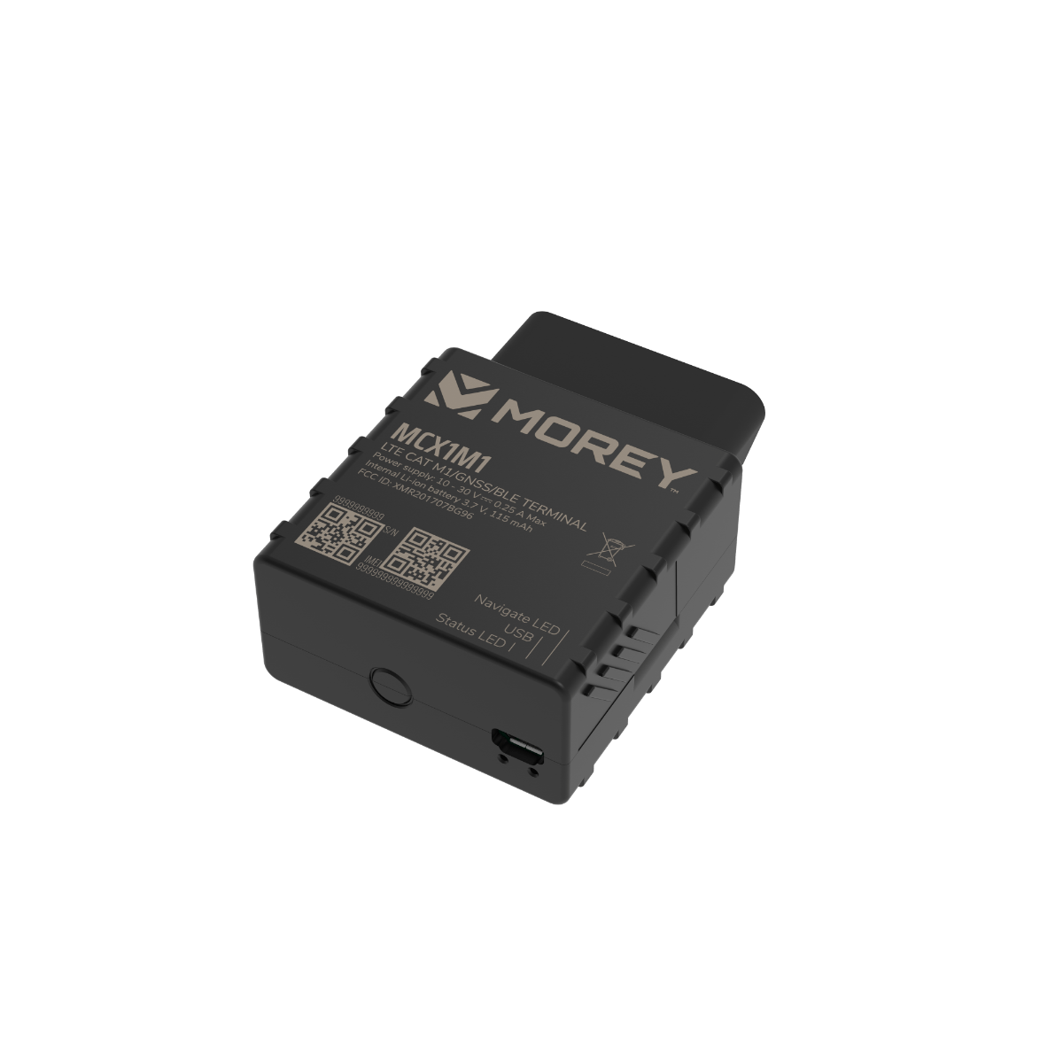 Morey MCX1M1 Cat M1 Cellular and Bluetooth OBD2 Vehicle Tracker, Real-Time Location, Route History, Collision Alerts, Geofence, Fault Codes | Includes One Month Free TFL Service