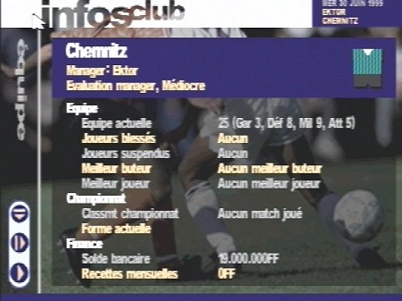 Capture d'écran Canal+ Premier Manager