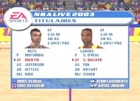 Capture d'écran NBA Live 2003