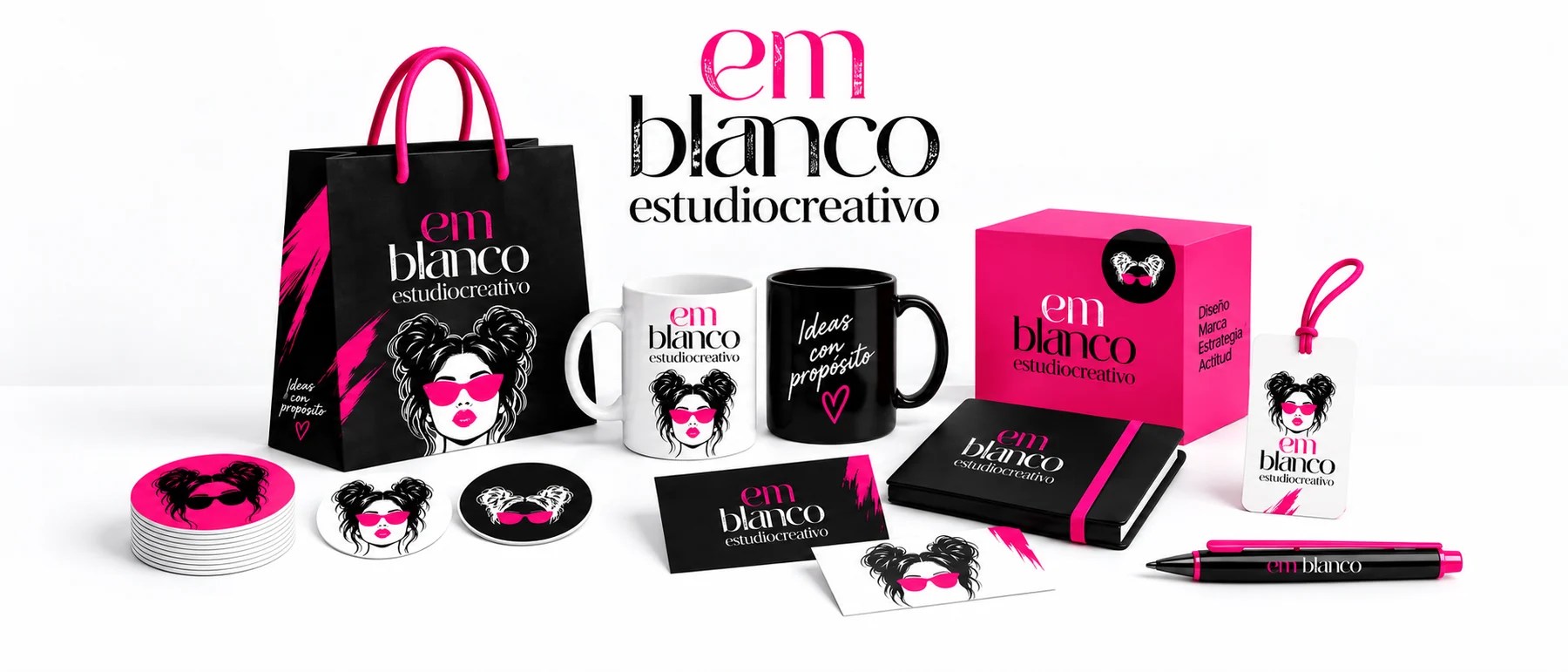 Aplicaciones del rebranding de EmBlanco Estudio de Diseño