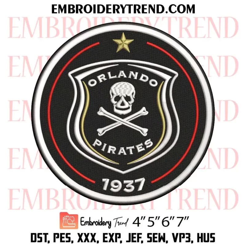 Fc orlando pirates circle logo embroidery design, football orlando