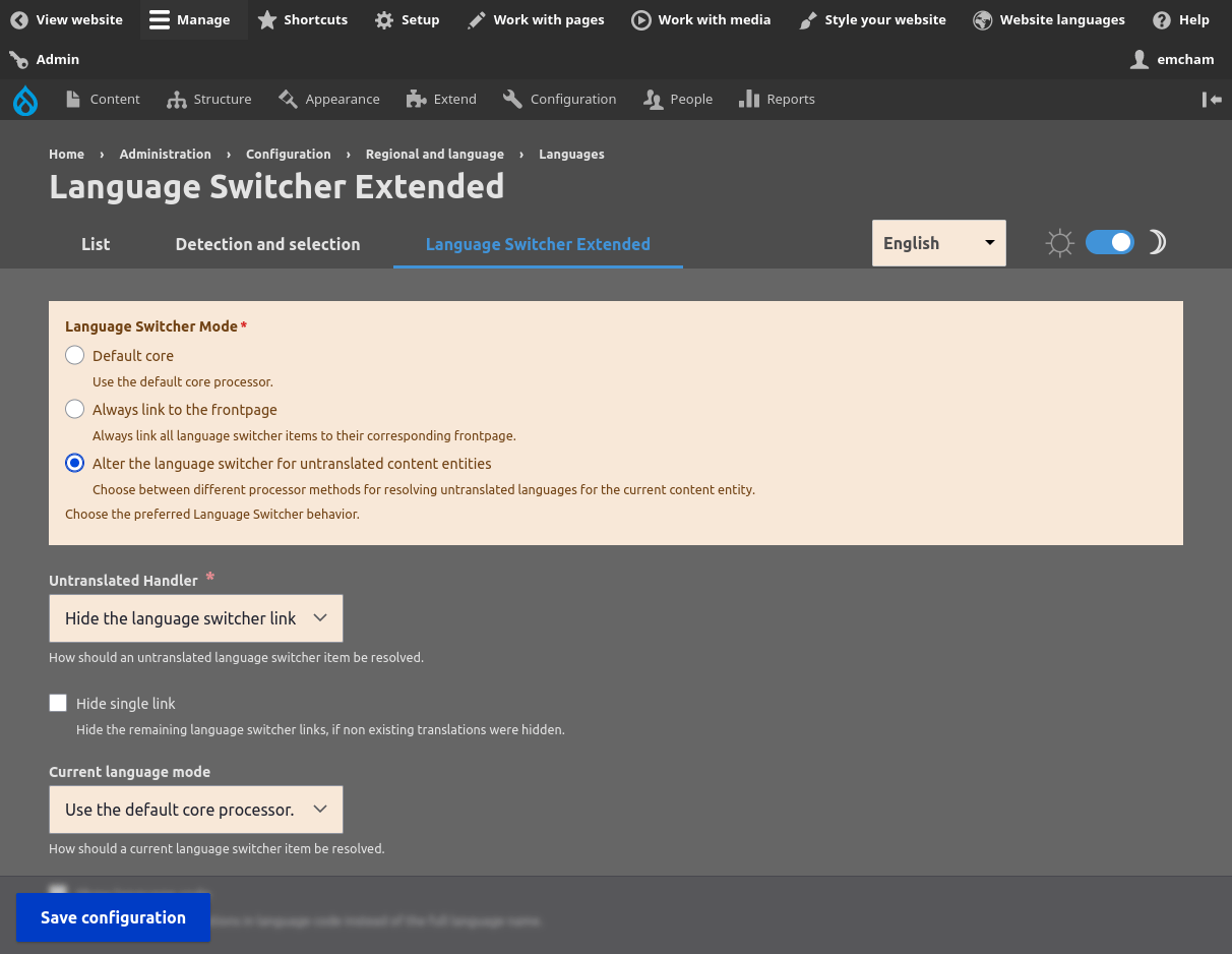 Sample Wildfire Claro Admin Theme page