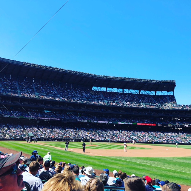 Mariners game on a hot and sunny day