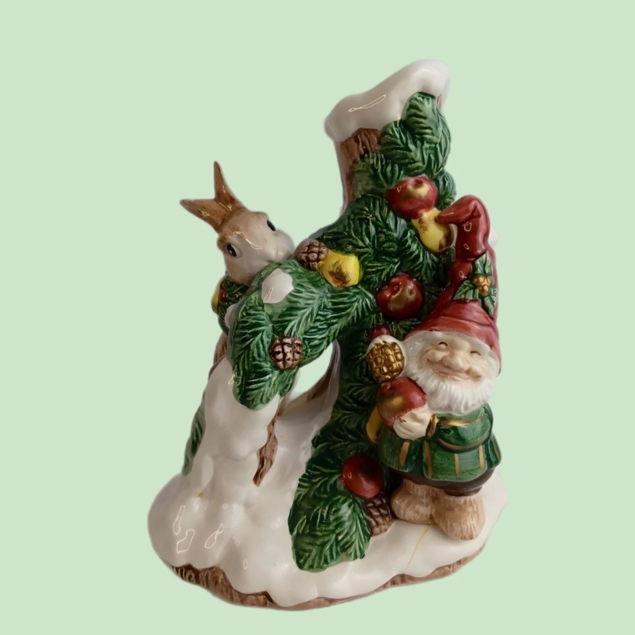 Woodland Santa Candlestick by Fitz & Floyd, ca. 1991