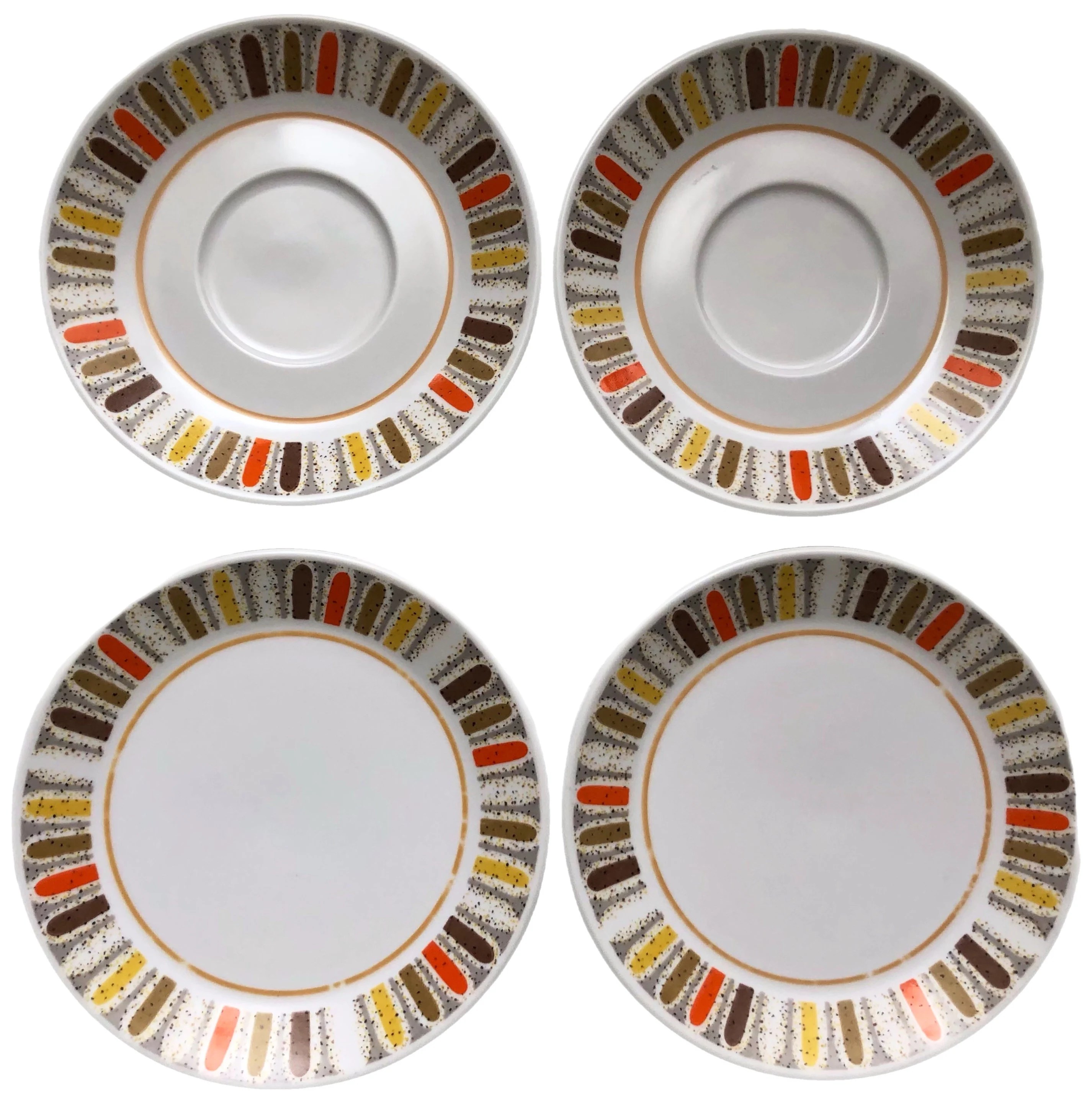 Mardi Gras by Noritake, Saucers (2) and Bread/Butter Plates (2), ca. 1969