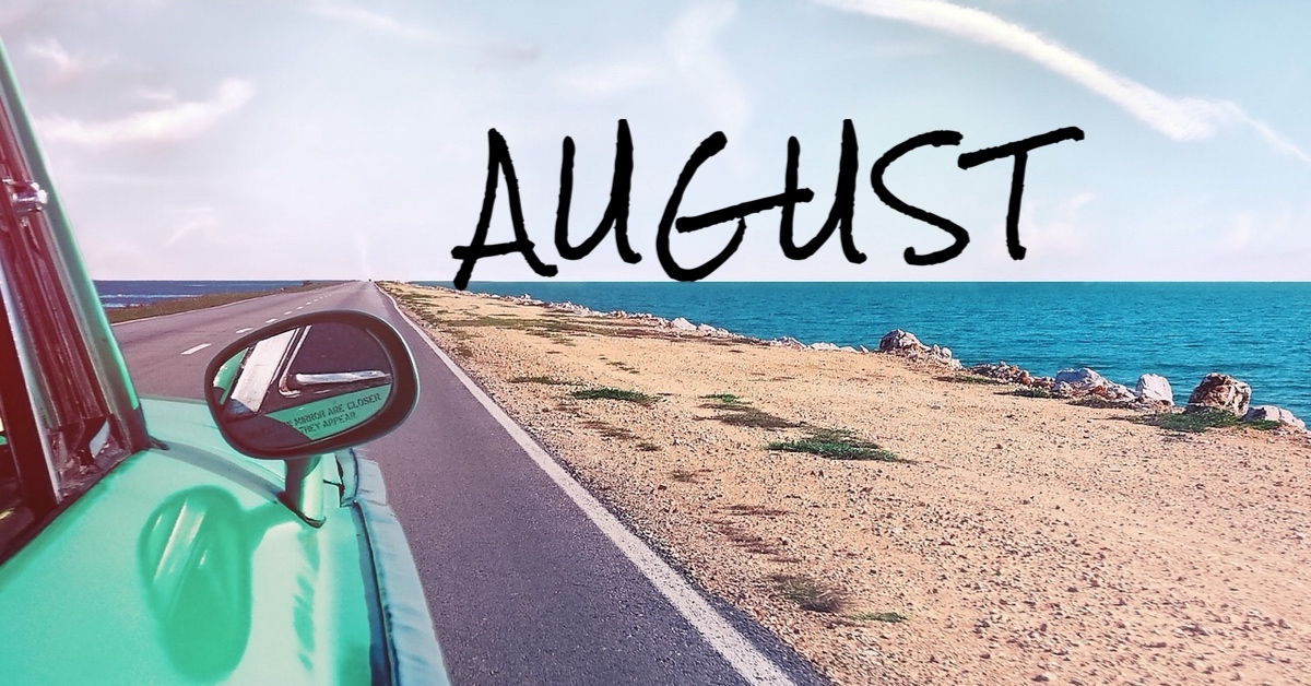 Summery title card for August