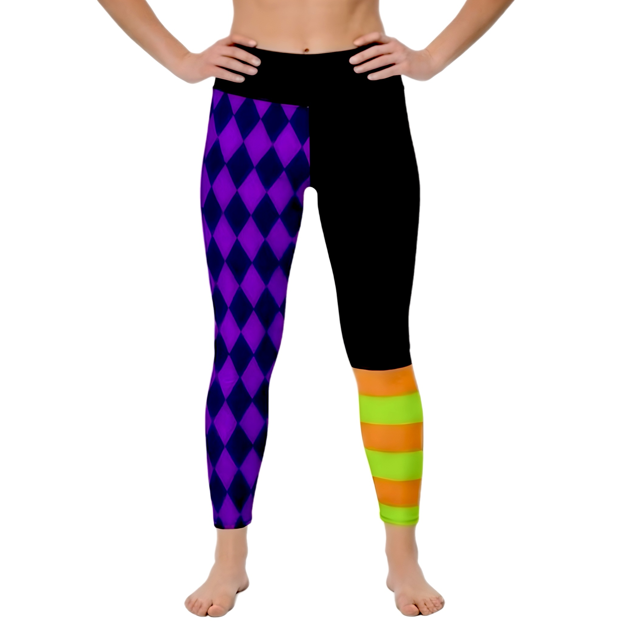 Halloween split leg harlequin and stripe legging