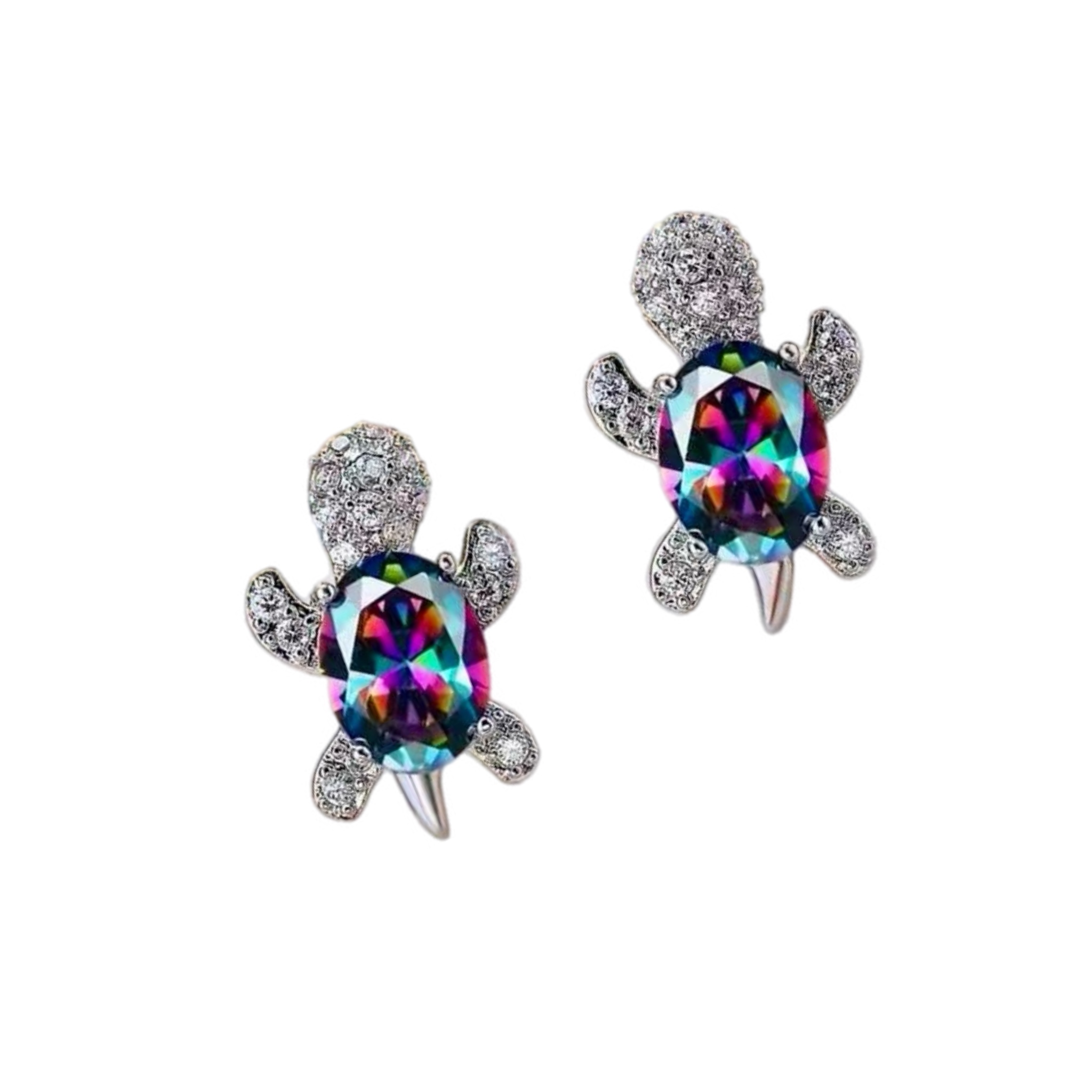 Teensy Turtle Stud Earrings, Silver Tone