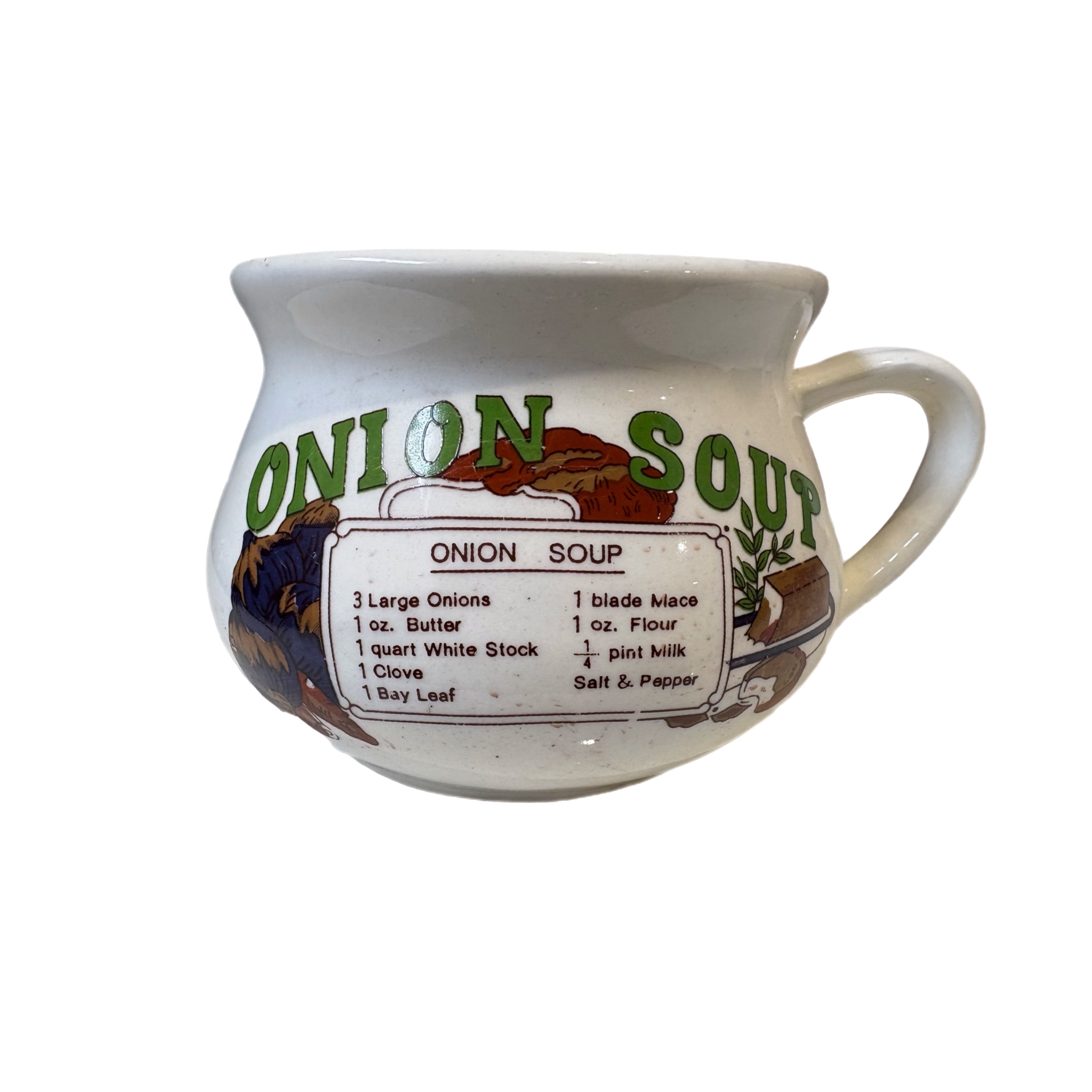 Onion Soup Recipe Ceramic Mug, Vintage