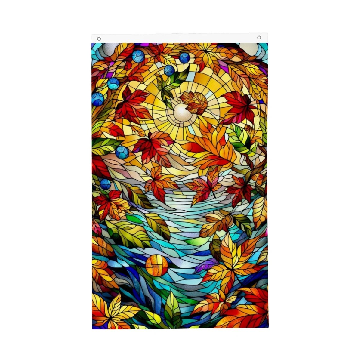 Autumn Leaves Stained Glass 36” x 60” Garden Banner Yard Flag