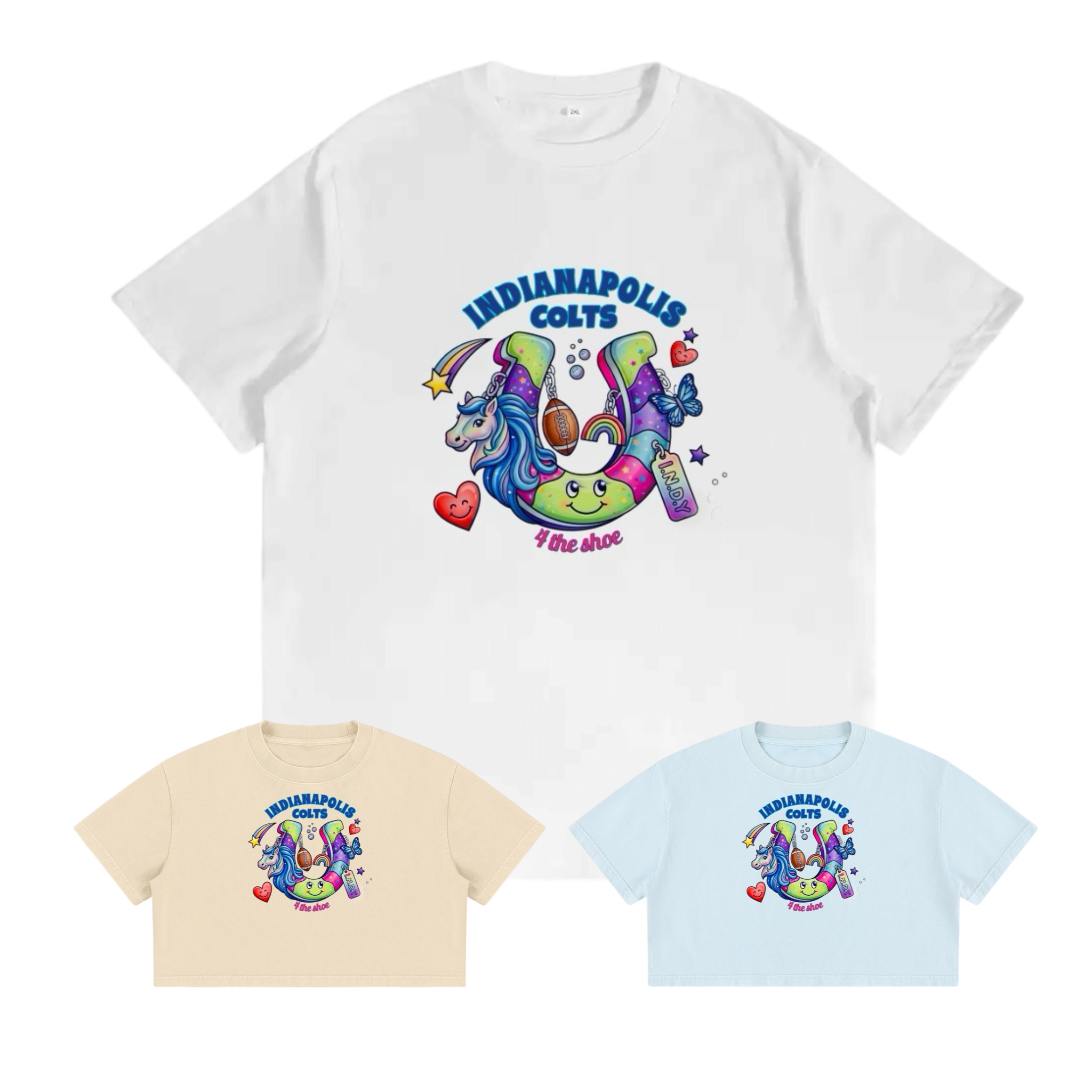 Y2K Nostalgia-core Cute/Bright Indianapolis Colts Fandom Adult Short-Sleeved Tees: Choose Style & Color