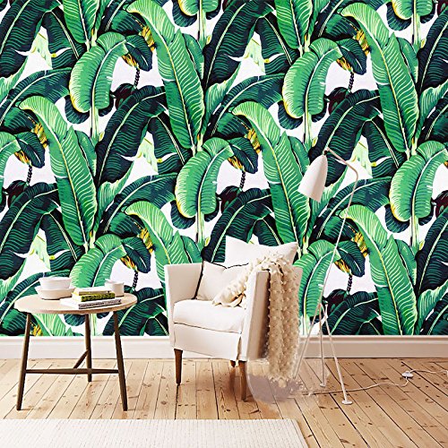300cmX250cm Custom Wall Mural Wallpaper European Style Retro Hand Painted Rain Forest Plant Banana Leaf Pastoral Wall Painting Wallpaper 3D