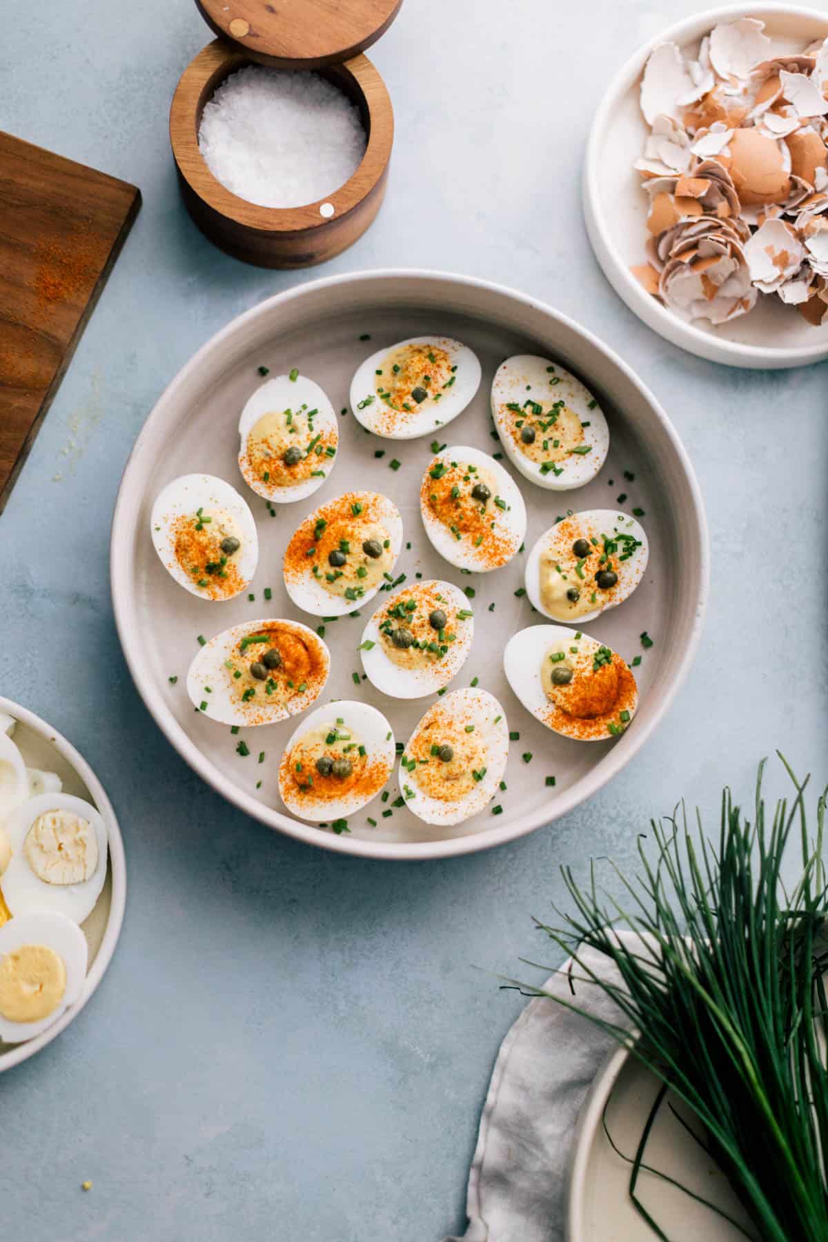 Million Dollar Deviled Eggs with Paprika and Chives - Emily Laurae