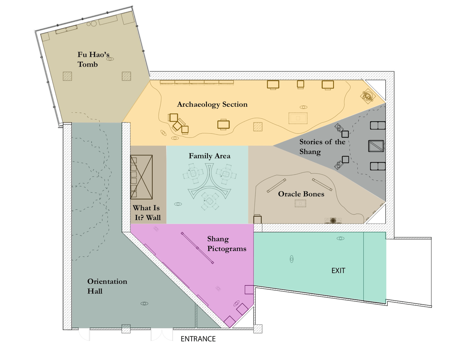 "Beyond the Myth" floor plan, University of Pennsylvania Museum of Archaeology and University of the Arts, 2015
