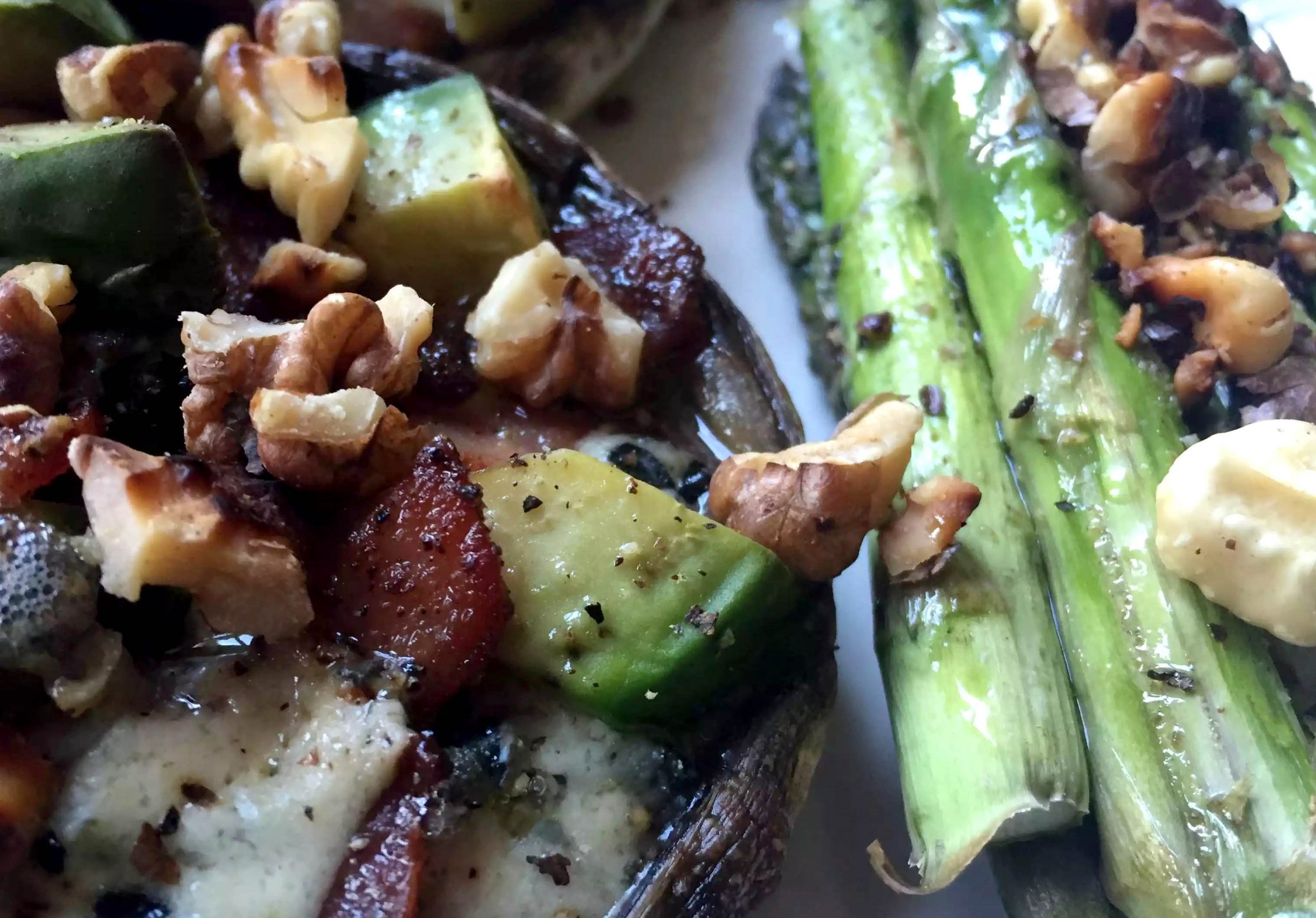 Stuffed Mushrooms Portobello Bacon St Augur Blue Cheese Avocado Walnuts Asparagus Recipe