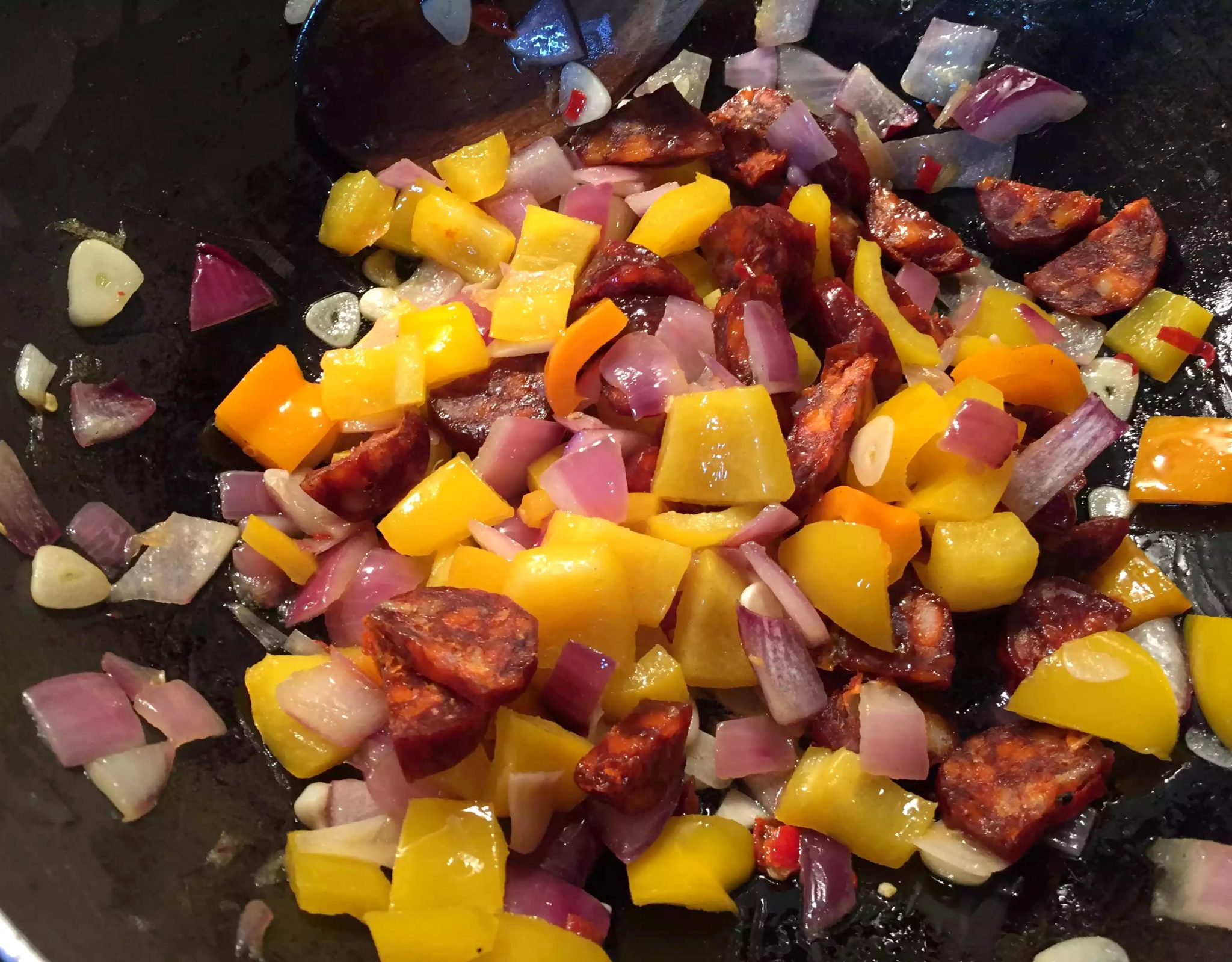 Huevos Rancheros Chorizo Baked Eggs Tomato Avocado Basil Olives Garlic Pepper Healthy Mexican SCD Paleo Dinner