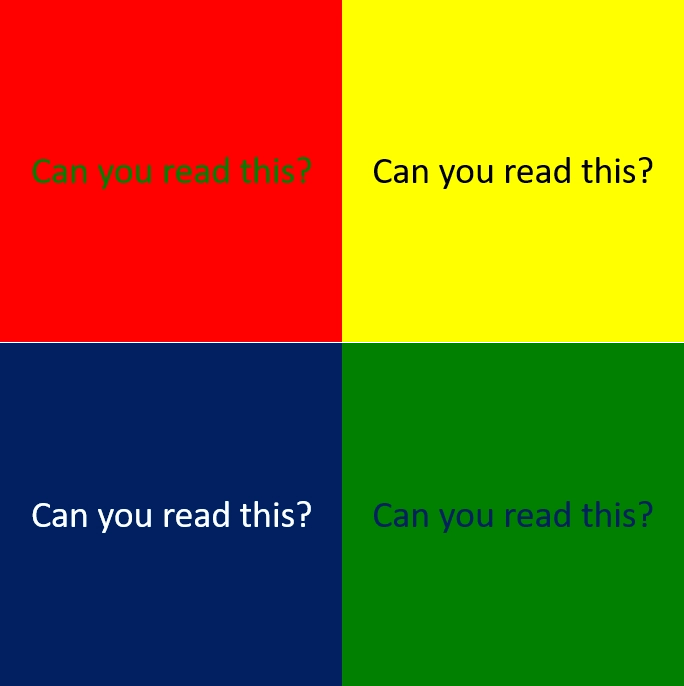 Colour contrast and how it applies to powerpoint