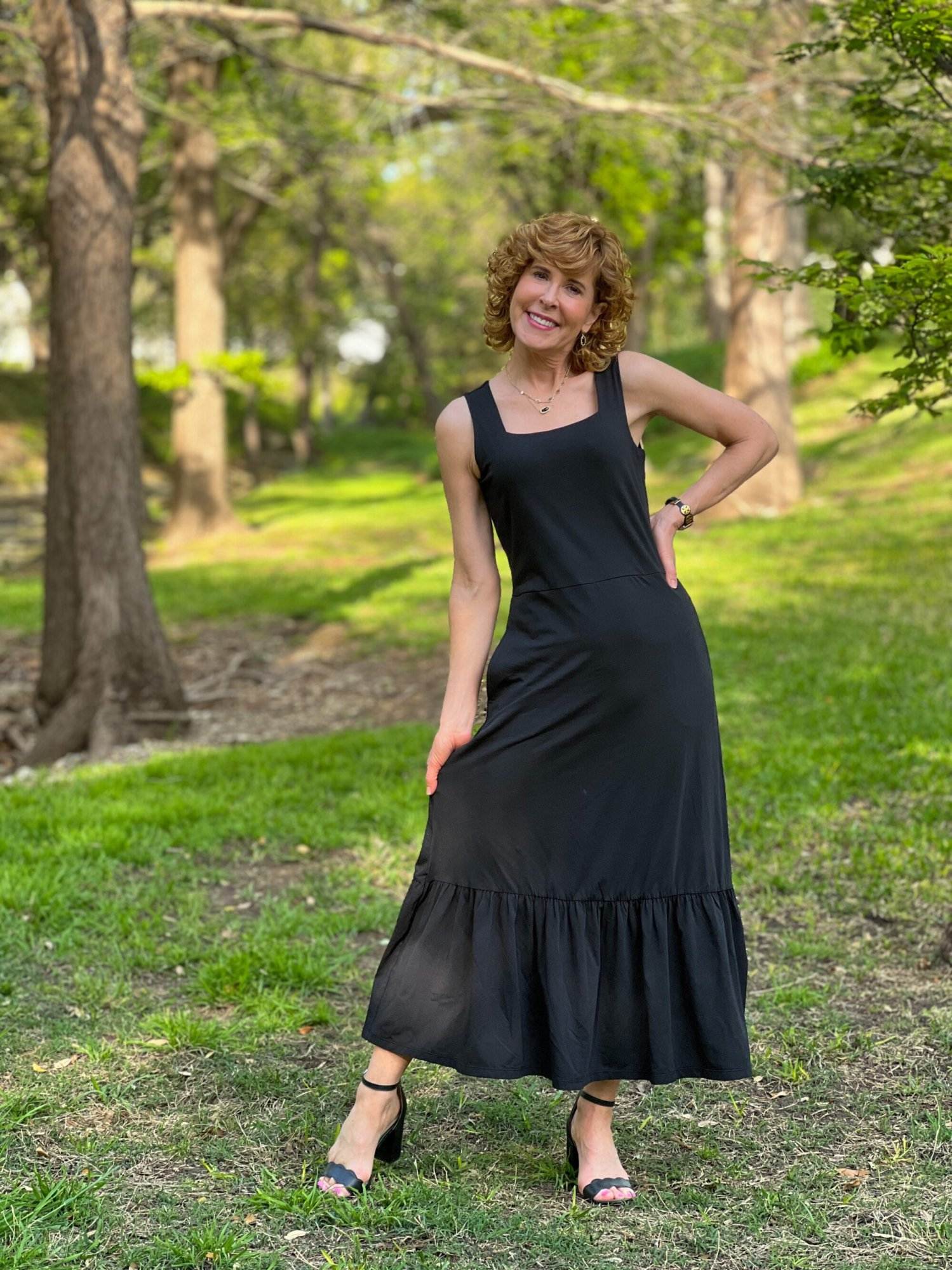 thumbnail image 2 of Women's Polka Dot Summer Dress - V Neck Sleeveless Tiered Sundress 2 of 14